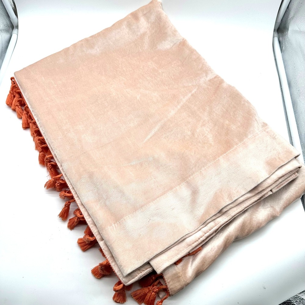 Opalhouse Blush Pink Velvet Orange Tassel Curtain Panel Light Filtering 52x84 - Picture 2 of 8
